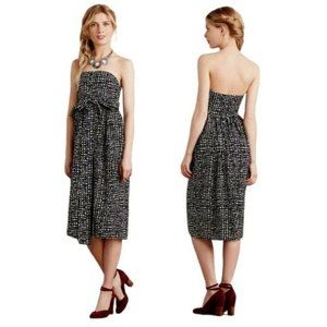 4.Collective Dark Academia Strapless Checkered Mini Dress Size 6 French Chic